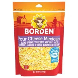 Borden Four Cheese Mexican Fine Cut Shreds, 8oz