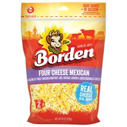 Borden Four Cheese Mexican Fine Cut Shreds, 8oz