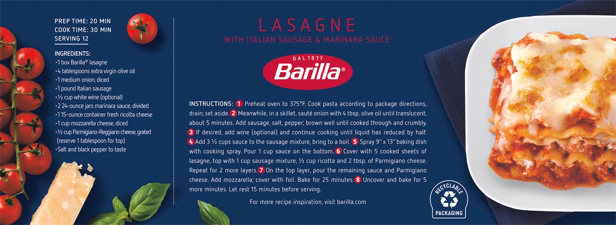 slide 13 of 14, Barilla Wavy Lasagna Noodles, 16 oz
