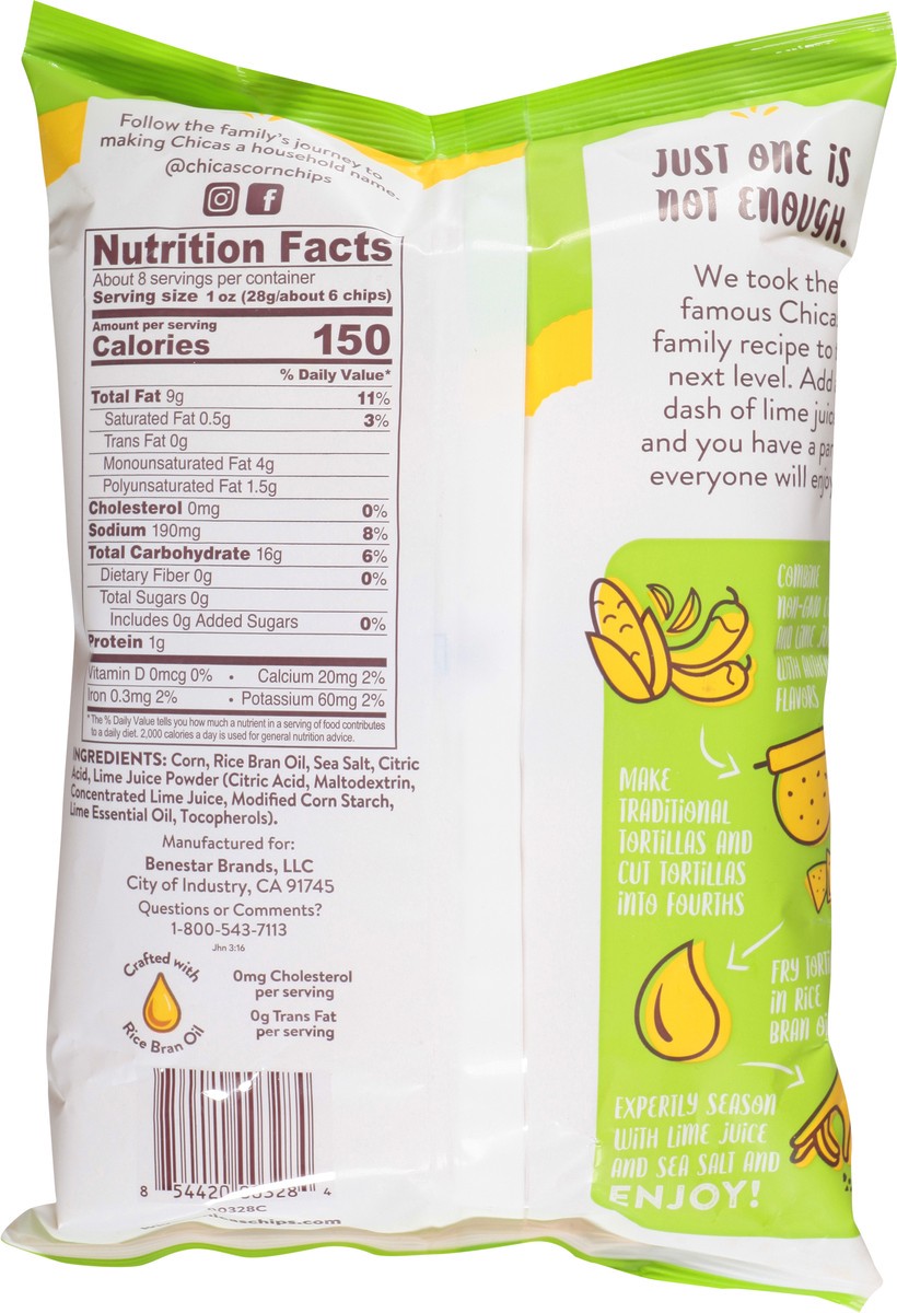 slide 5 of 9, Chicas Lime Corn Tortilla Chips, 7.5 oz
