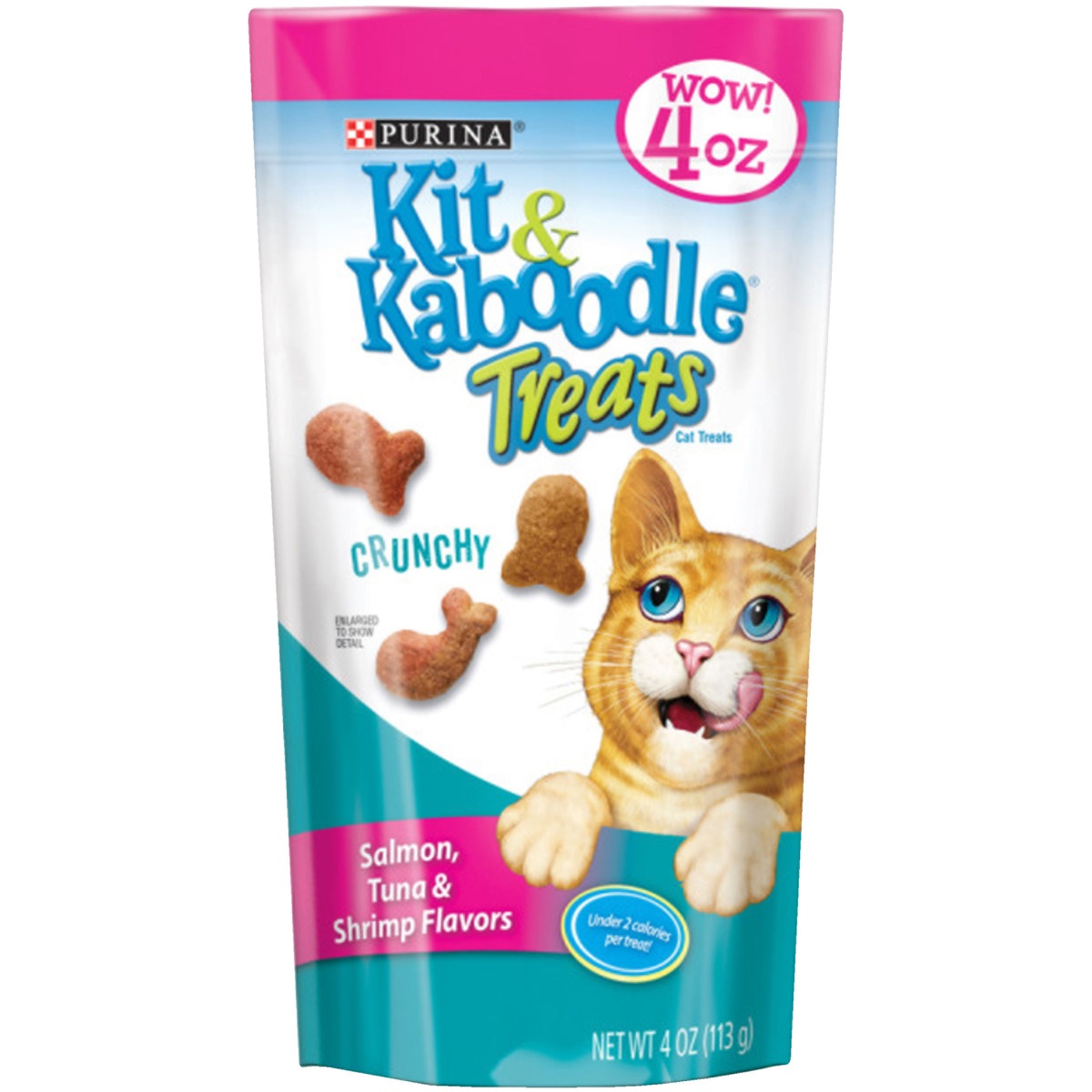 slide 1 of 1, Purina Kit & Kaboodle Crunchy Salmon, Tuna & Shrimp Flavors Cat Treats Pouch, 4 oz