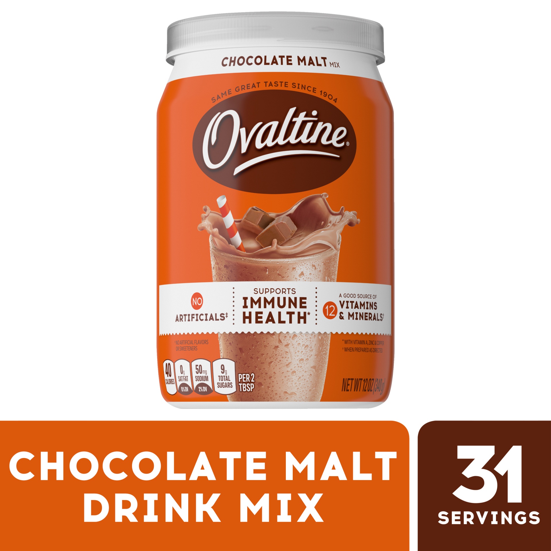 slide 1 of 8, Ovaltine Chocolate Malt Powdered Drink Mix for Hot and Cold Milk Canister, 12 oz