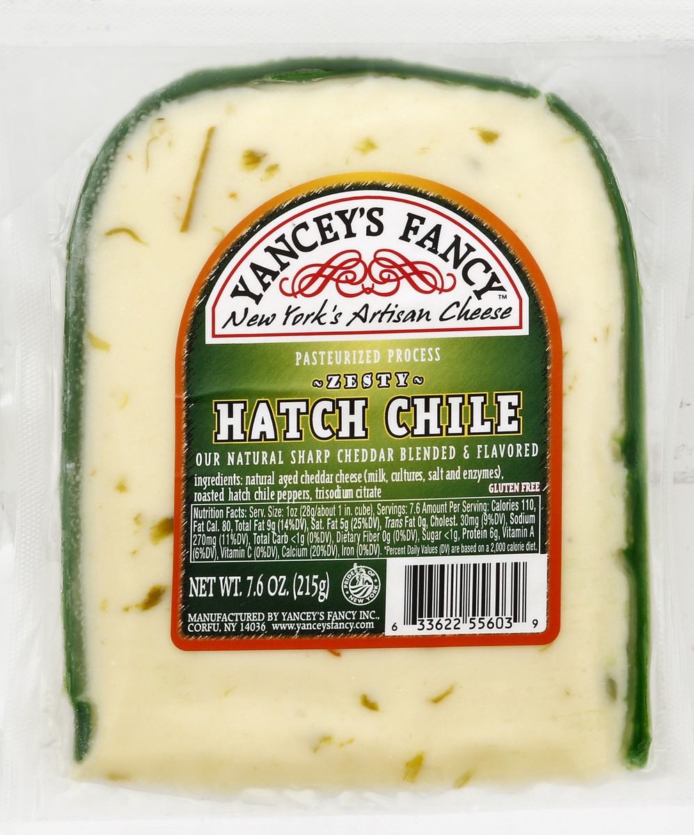 slide 3 of 5, Yancey's Fancy Hatch Chile New York Cheddar Cheese 7.6 oz, 7.6 oz