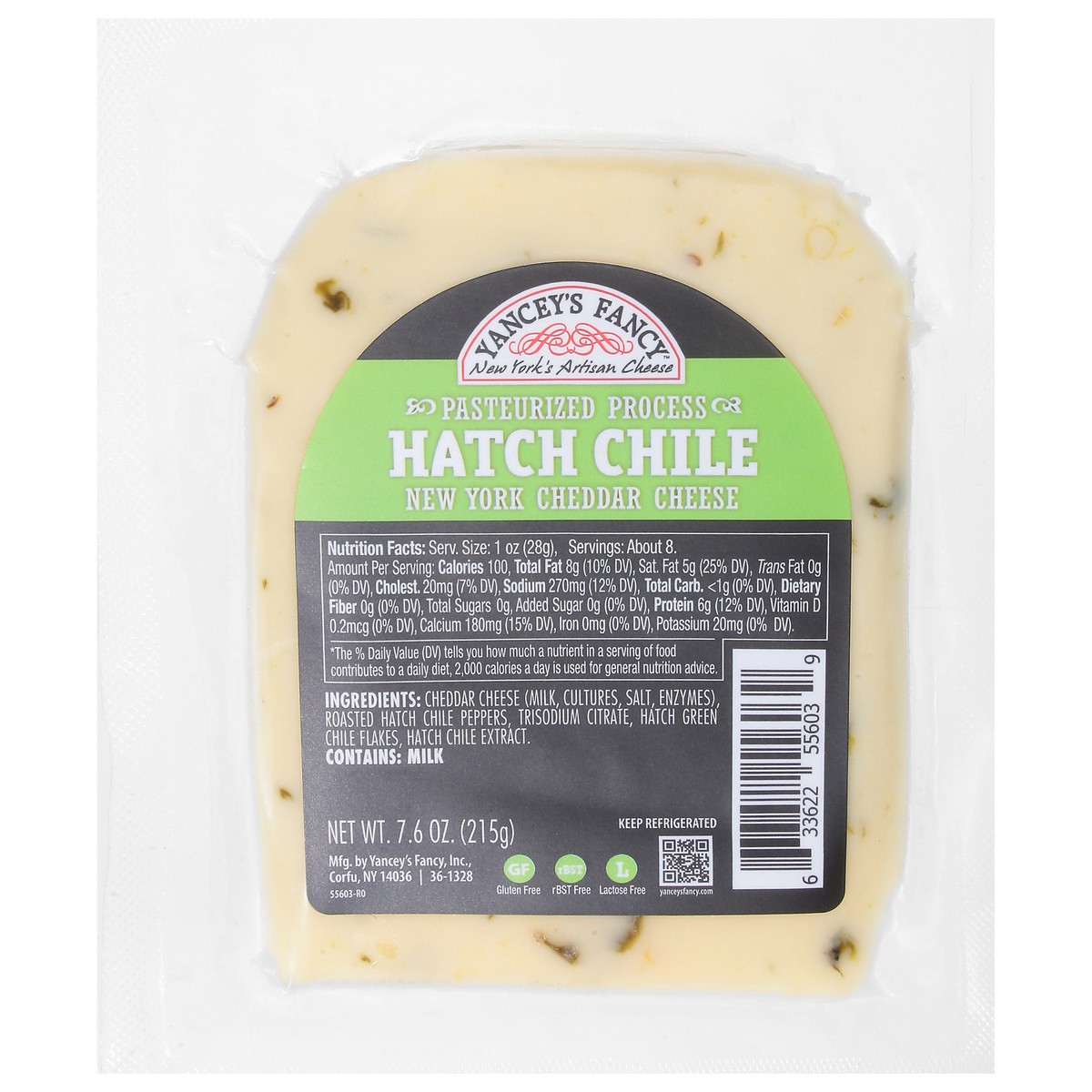 slide 1 of 5, Yancey's Fancy New York Cheddar Hatch Chile Cheese 7.6 oz, 7.6 oz