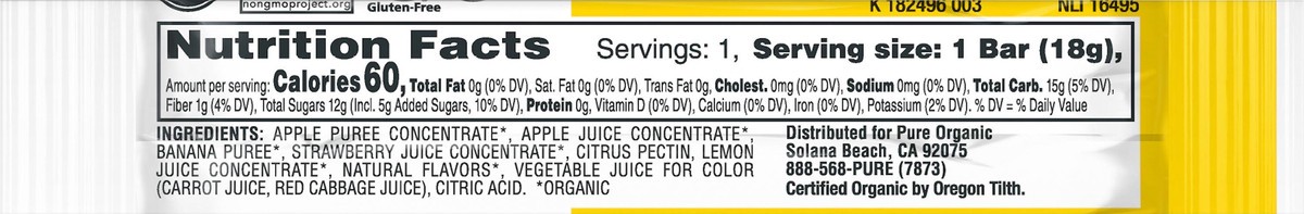 slide 3 of 7, Pure Organic Layered Fruit Bars, Strawberry Banana, 0.63 oz, .63 oz