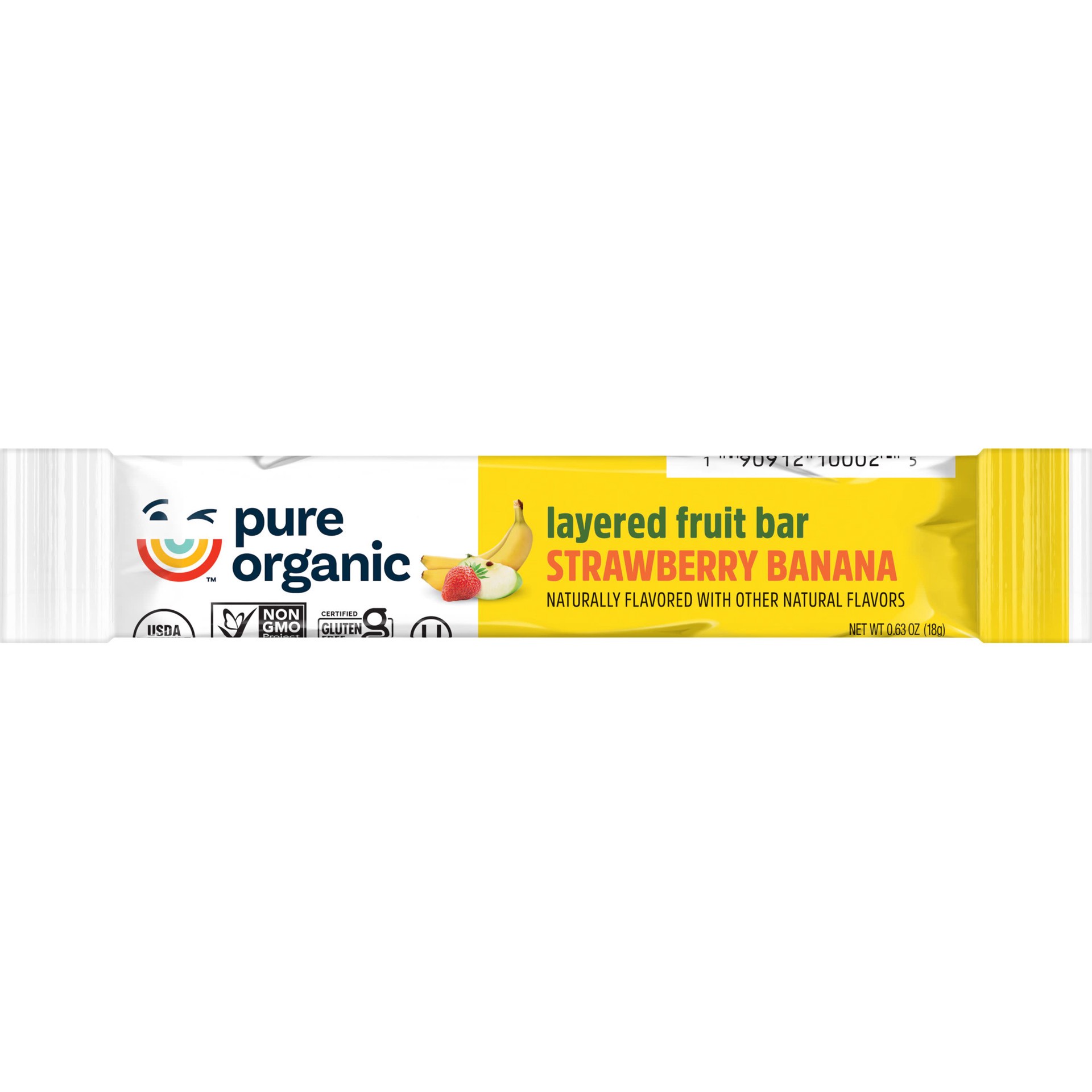 slide 1 of 7, Pure Organic Layered Fruit Bars, Strawberry Banana, 0.63 oz, .63 oz