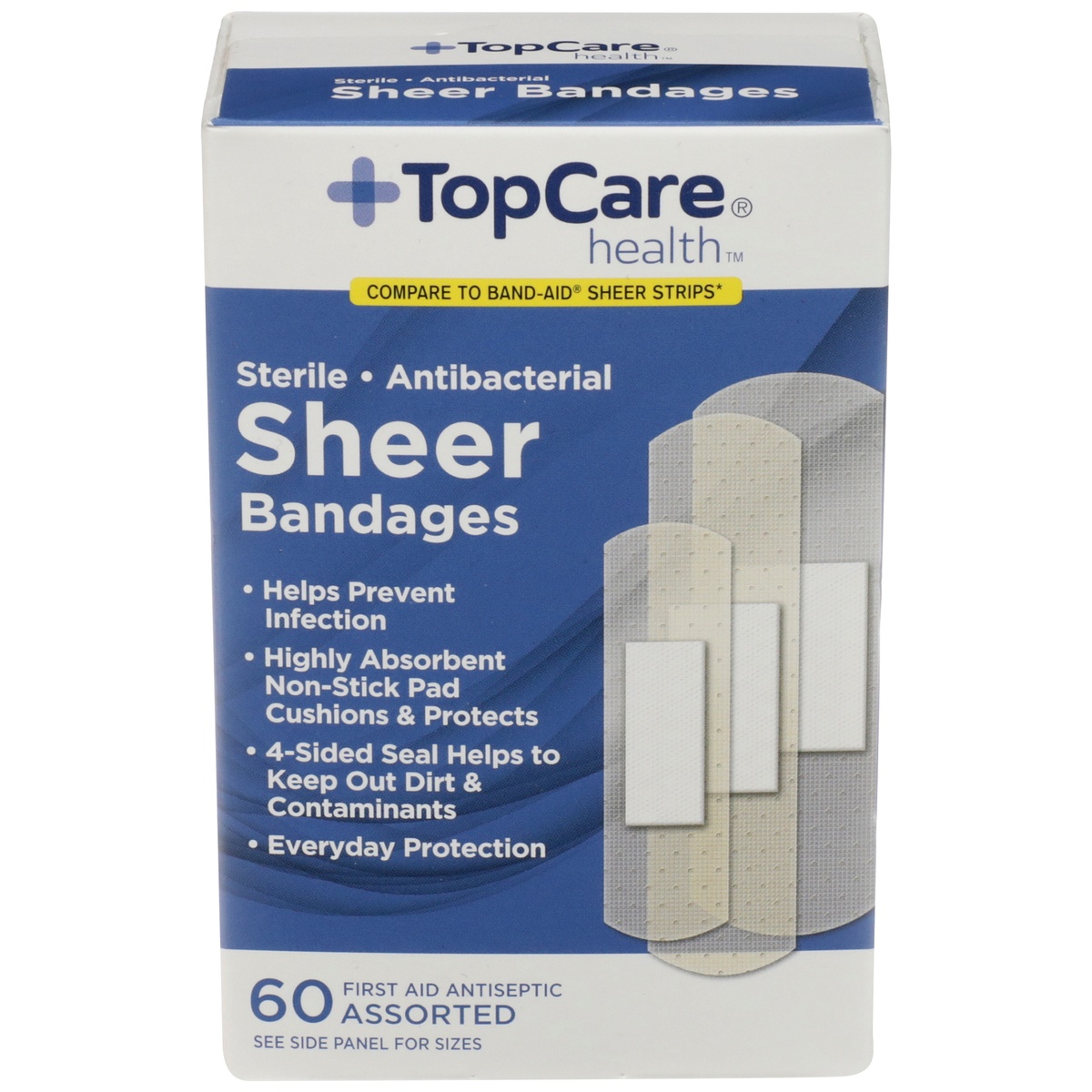 slide 1 of 1, Topcare Bandage Sheer Antibac, 60 ct