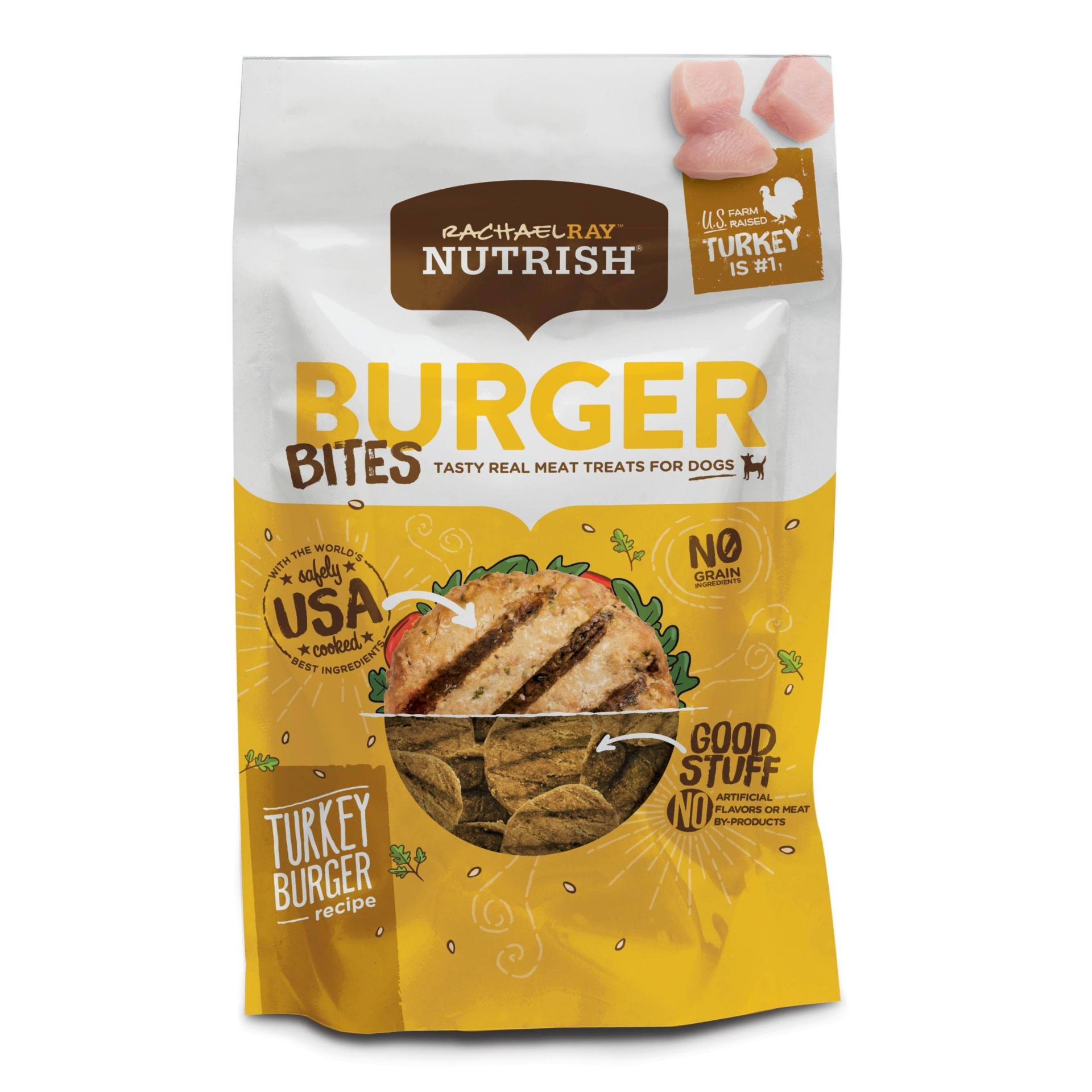 slide 1 of 1, Rachael Ray Nutrish Burger Bites Grain Free Turkey Burger Recipe Dog Treats, 12 oz