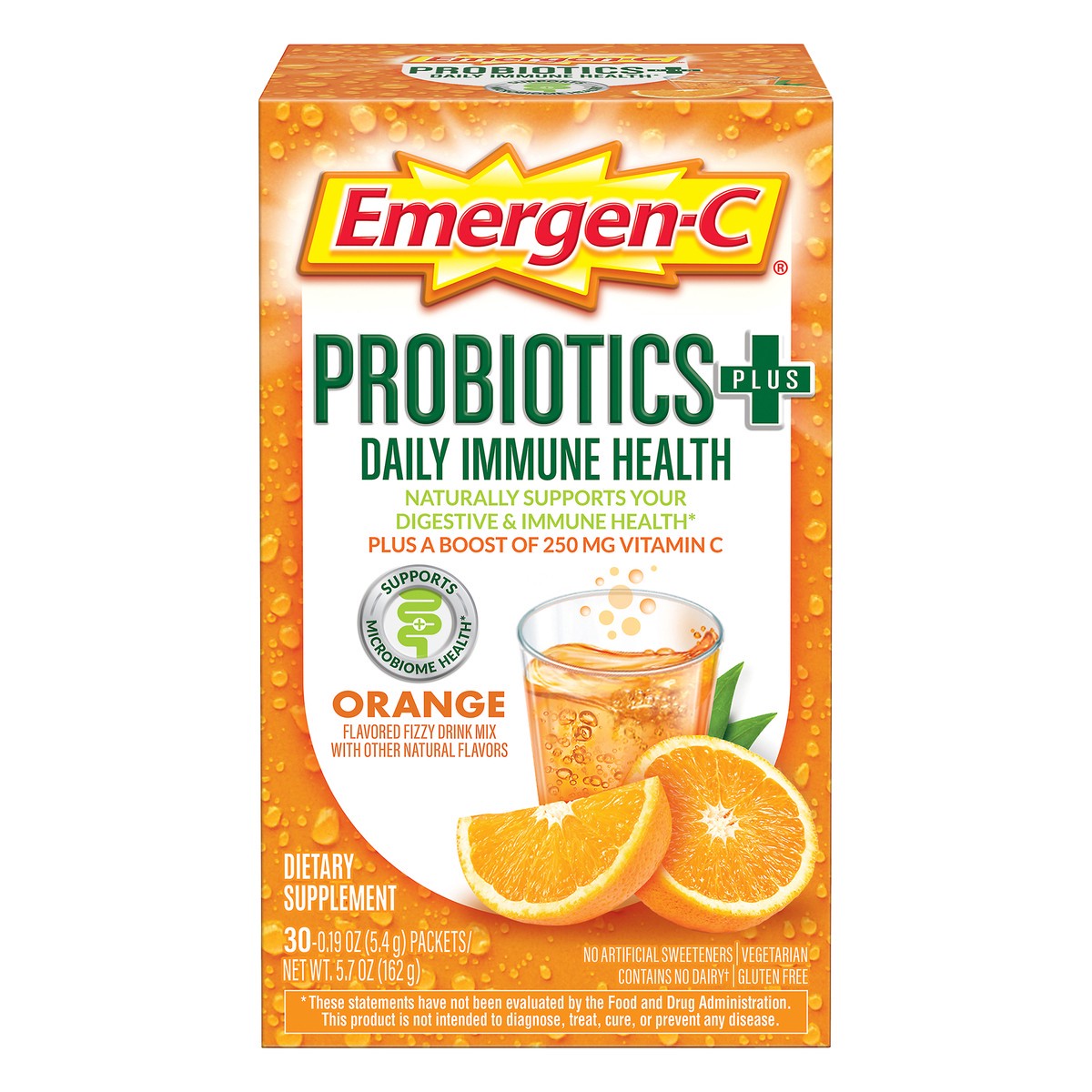 slide 1 of 6, Emergen-C Probiotic - Orange, 30 ct