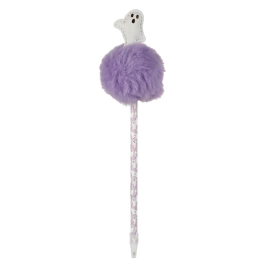 slide 1 of 2, 8" Purple Ghost Pom Pom Pen By Creatology, 8 in