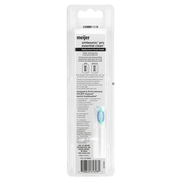 slide 5 of 5, Meijer Smilesonic Pro Essential Clean Replacement Brush Heads, 5 ct