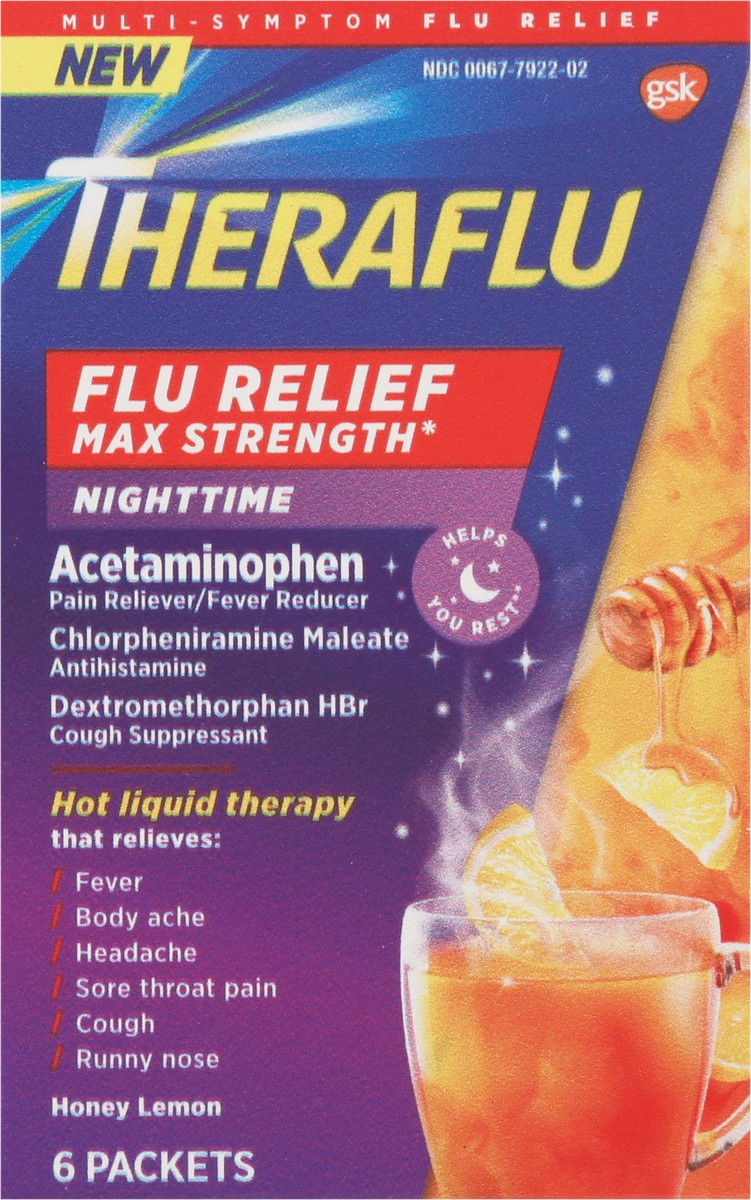 slide 7 of 9, Theraflu Max Strength Nighttime Flu Medicine for Flu Symptom Relief - 6 Packets, 6 ct