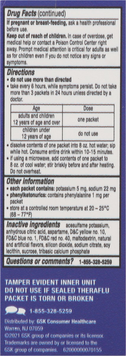 slide 9 of 9, Theraflu Max Strength Nighttime Flu Medicine for Flu Symptom Relief - 6 Packets, 6 ct