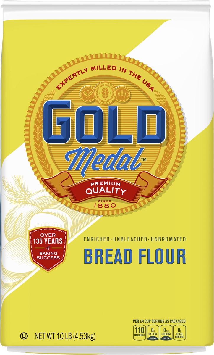 slide 7 of 14, Gold Medal Premium Quality Unbleached Bread Flour, 10 pounds, 10 lb