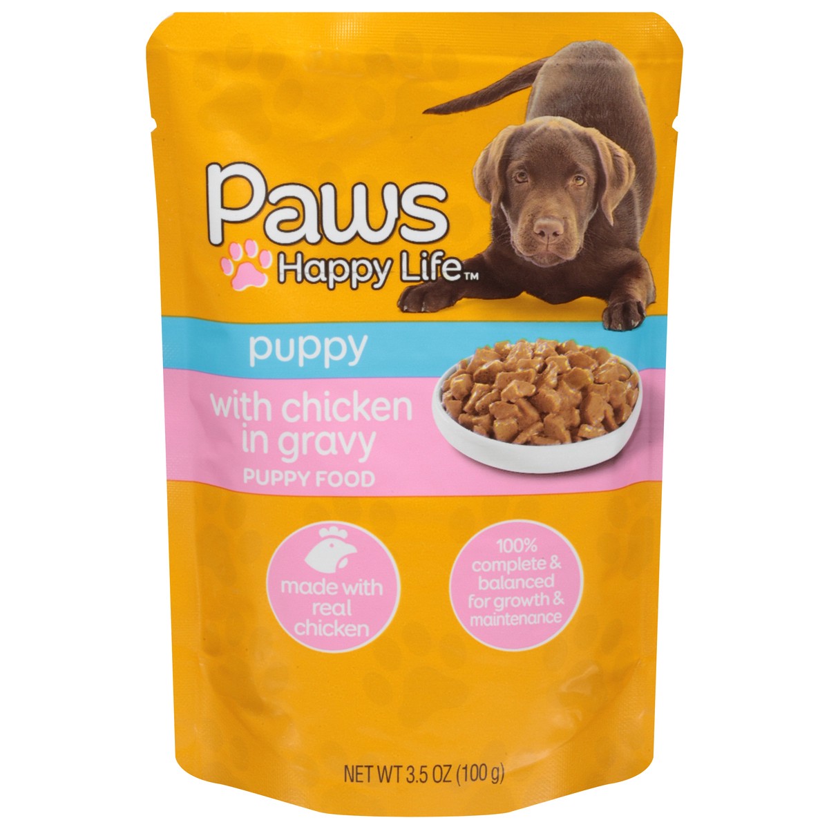 slide 1 of 17, Paws Happy Life Puppy Food with Chicken in Gravy 3.5 oz, 3.5 oz