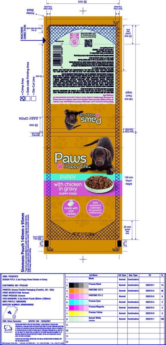 slide 4 of 17, Paws Happy Life Puppy Food with Chicken in Gravy 3.5 oz, 3.5 oz