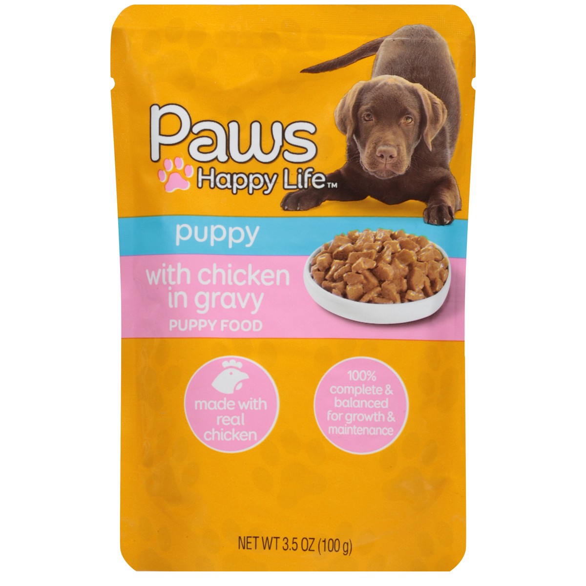 slide 3 of 17, Paws Happy Life Puppy Food with Chicken in Gravy 3.5 oz, 3.5 oz