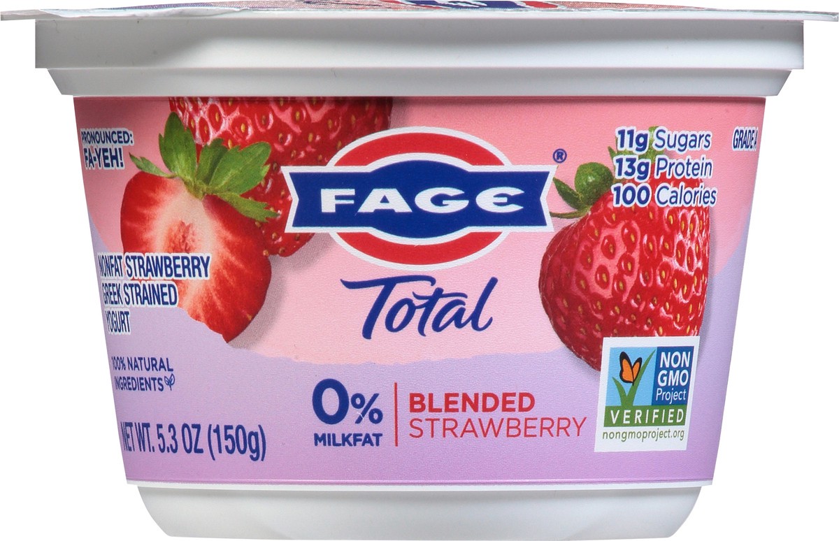 slide 9 of 13, Fage Strawberry Greek Yogurt Nonfat Blended, 5.3 oz