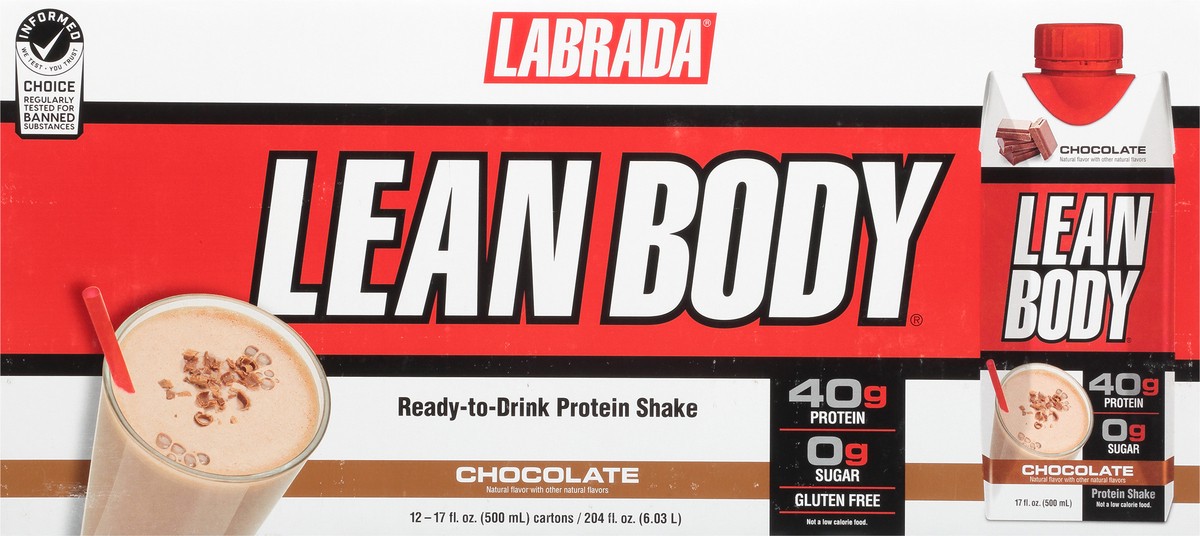 slide 1 of 14, Labrada Lean Body 12 Pack Chocolate Ready-to-Drink Protein Shake 12 - 17 fl oz Cartons, 12 ct