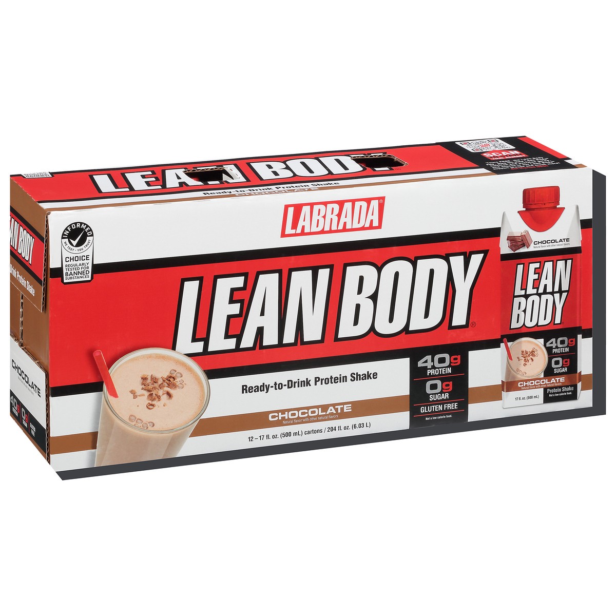 slide 8 of 14, Labrada Lean Body 12 Pack Chocolate Ready-to-Drink Protein Shake 12 - 17 fl oz Cartons, 12 ct