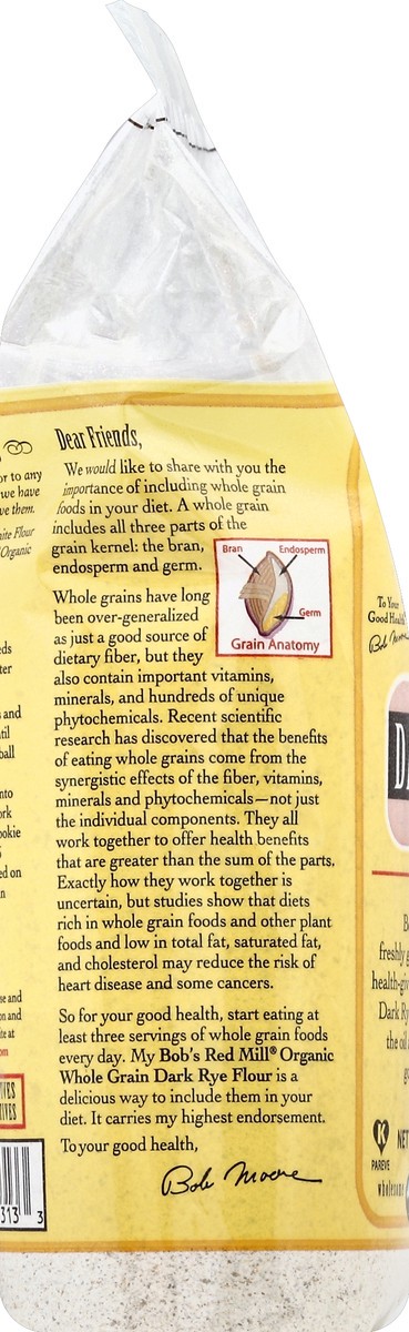 slide 3 of 5, Bob's Red Mill Organic Whole Grain Dark Rye Flour, 22 oz