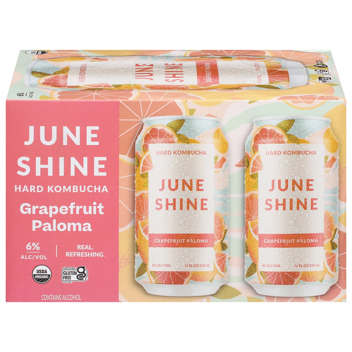 JuneShine Grapefruit Paloma Hard Kombucha 6 12 fl oz Cans 6 ct Shipt