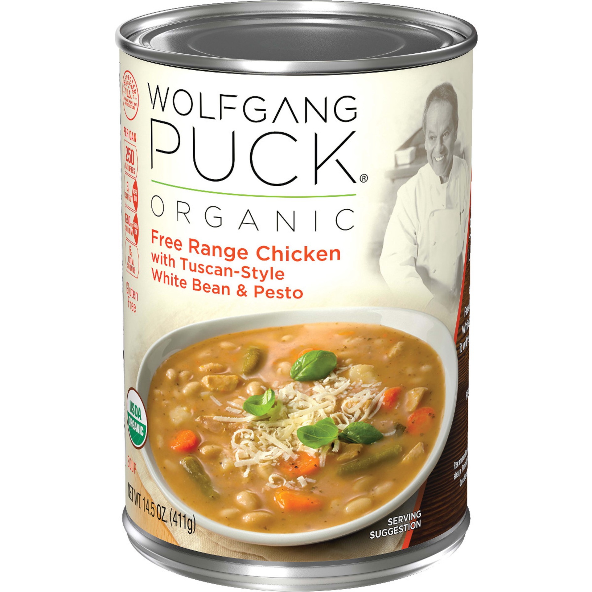 slide 1 of 2, Wolfgang Puck Organic Free Range Chicken with Tuscan-Style White Bean & Pesto Soup, 14.5 oz., 14.5 oz