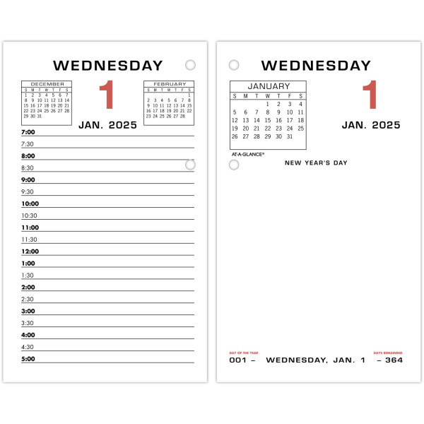 slide 1 of 1, 2025 At-A-Glance Daily Loose-Leaf Desk Calendar Refill, 3-1/2"" X 6"", White, January To December, 1 ct