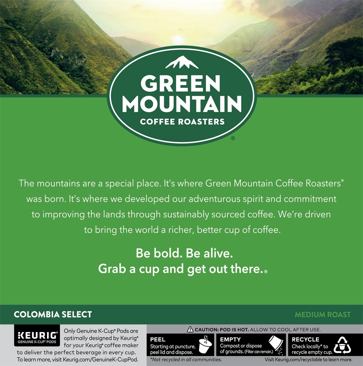 slide 8 of 8, Green Mountain Coffee Roasters Colombia Select Coffee, Keurig Single-Serve K-Cup pods, Medium Roast, 32 Count, 32 ct