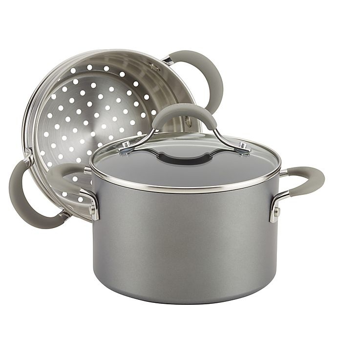 Circulon Elementum Nonstick Covered Stock Pot and Steamer Set - Graphite 3  qt