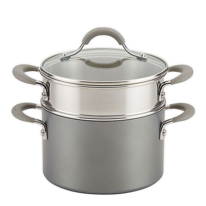 slide 1 of 5, Circulon Elementum Nonstick Covered Stock Pot and Steamer Set - Graphite, 3 qt