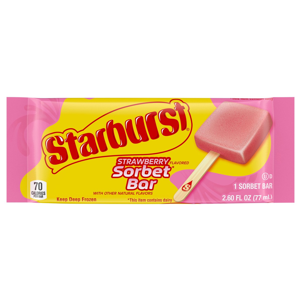 slide 1 of 9, Starburst Frozen Sorbet Bar 2.6oz 77 g, 2.6 fl oz