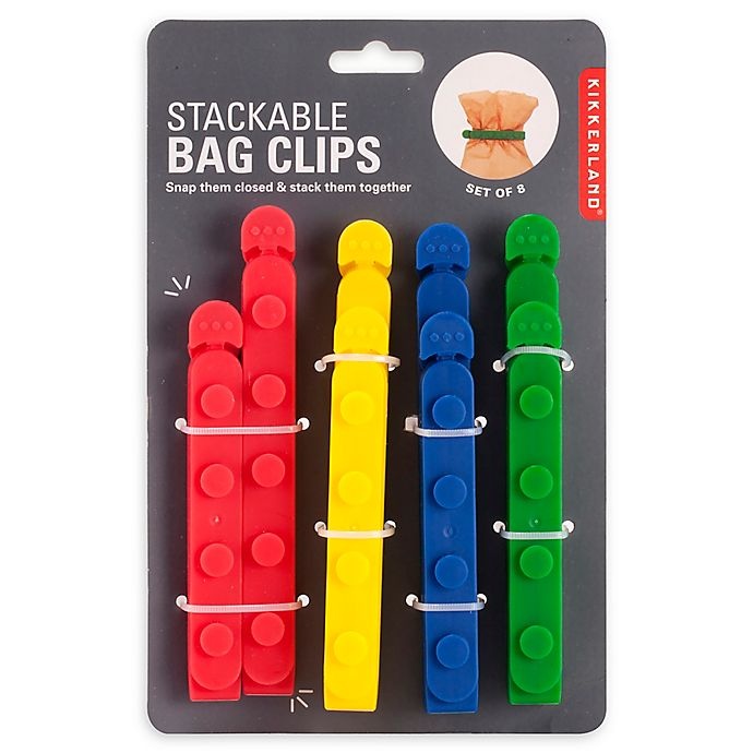 slide 1 of 7, Kikkerland Stackable Bag Clips, 8 ct