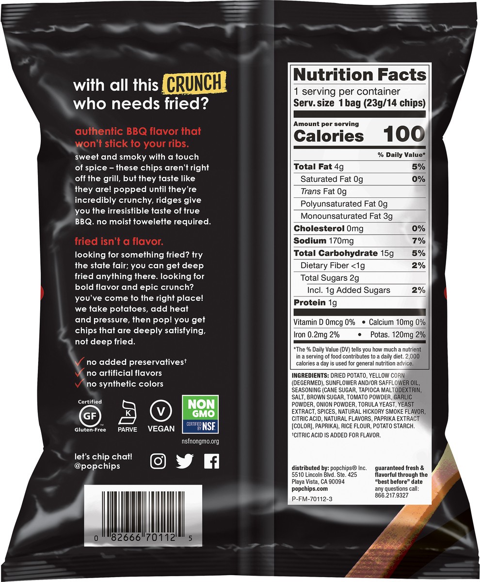 slide 2 of 3, popchips Tangy Barbeque Ridges 1 ea, 1 ea