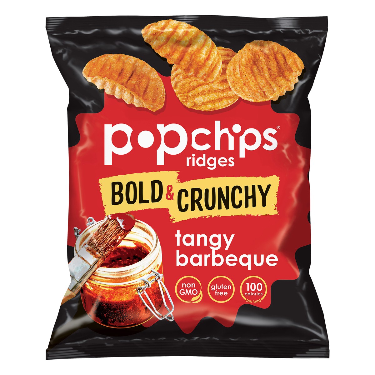 slide 1 of 3, popchips Tangy Barbeque Ridges 1 ea, 1 ea