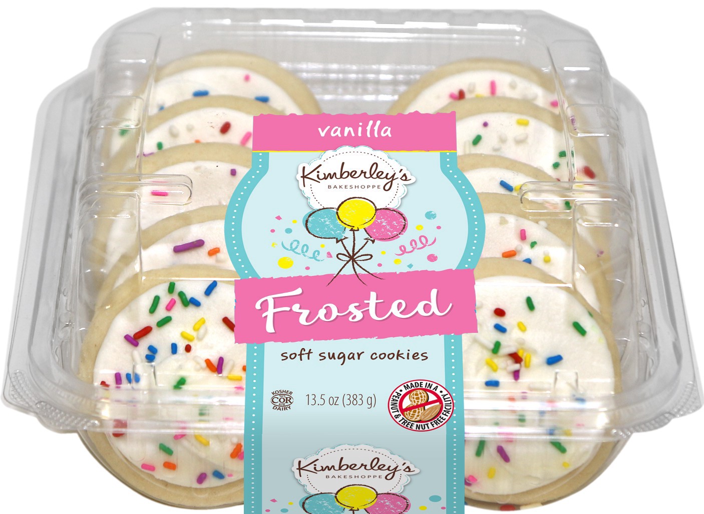 slide 1 of 1, Kimberley's Bakeshoppe Vanilla Frosted Bday Cookies, 13.5 oz