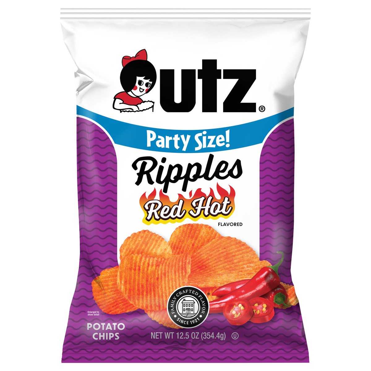 slide 1 of 7, Utz Utz Ripples Red Hot Potato Chips - 12.5 oz, 12.5 oz