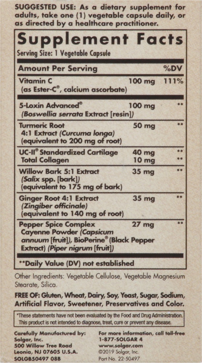 slide 5 of 10, Solgar No. 7 Joint Support & Comfort 30 Vegetable Capsules, 30 ct