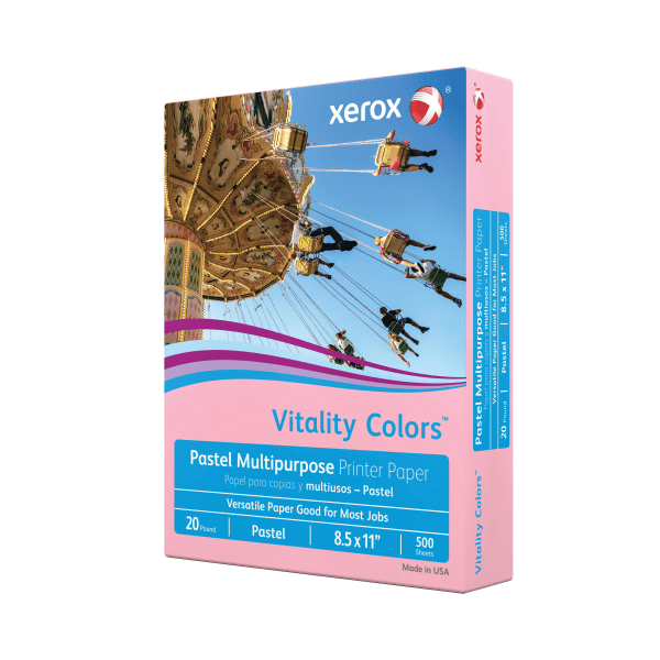 slide 2 of 4, Xerox Vitality Colors Multi-Use Printer Paper, Letter Size 30% Recycled, Pink, 500 ct
