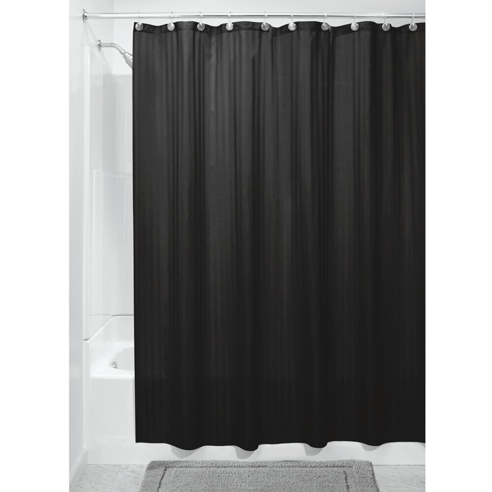 slide 1 of 1, HD Designs Satin Stripe Shower Curtain - Black, 1 ct