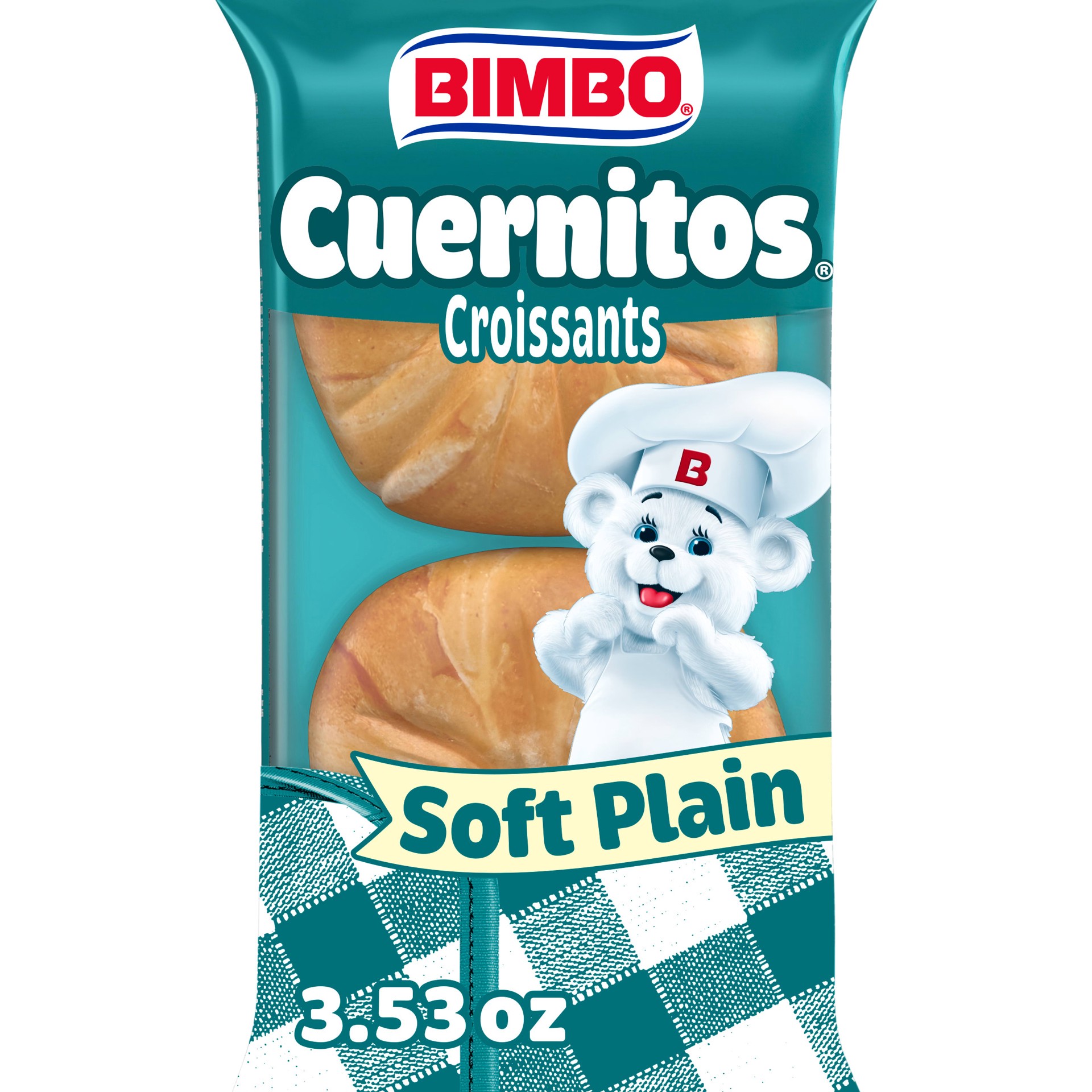 slide 1 of 5, Bimbo Cuernitos Plain Croissants, 2 count, Croissants, 3.53 oz Bag, 2 ct