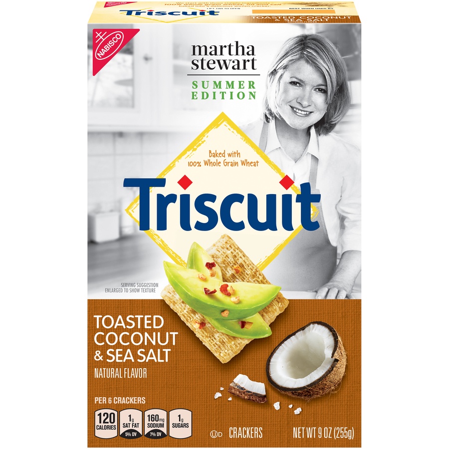 slide 1 of 8, Triscuit Toasted Coconut & Sea Salt Crackers, 9 oz