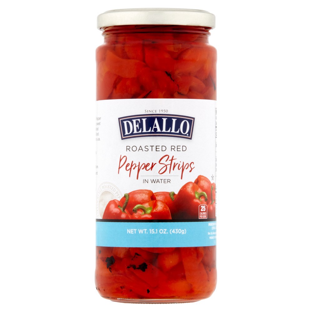 slide 1 of 1, DeLallo Roasted Red Pepper Strips, 15.1 oz
