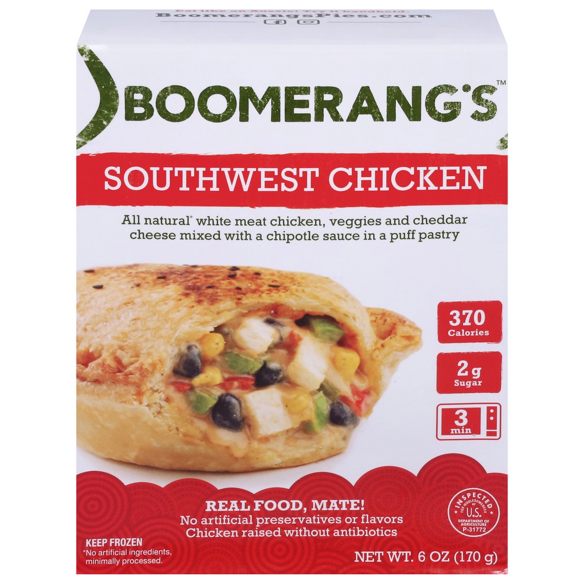 slide 1 of 9, Boomerang's Southwest Chicken Pastry 6 oz, 6 oz