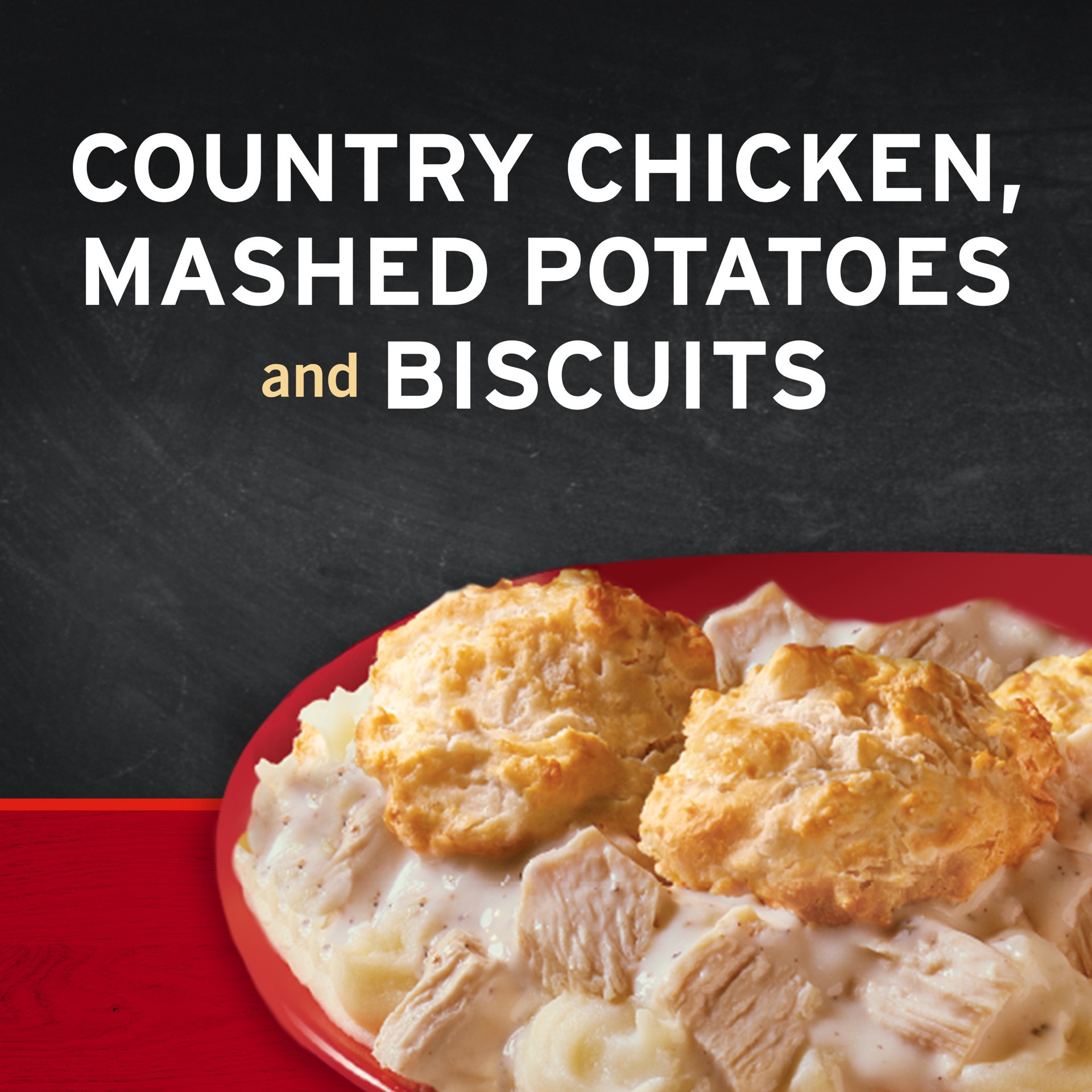 slide 5 of 5, Banquet Homestyle Bakes Country Chicken, Mashed Potatoes and Biscuits, Meal Kit, 30.9 OZ, 30.85 oz