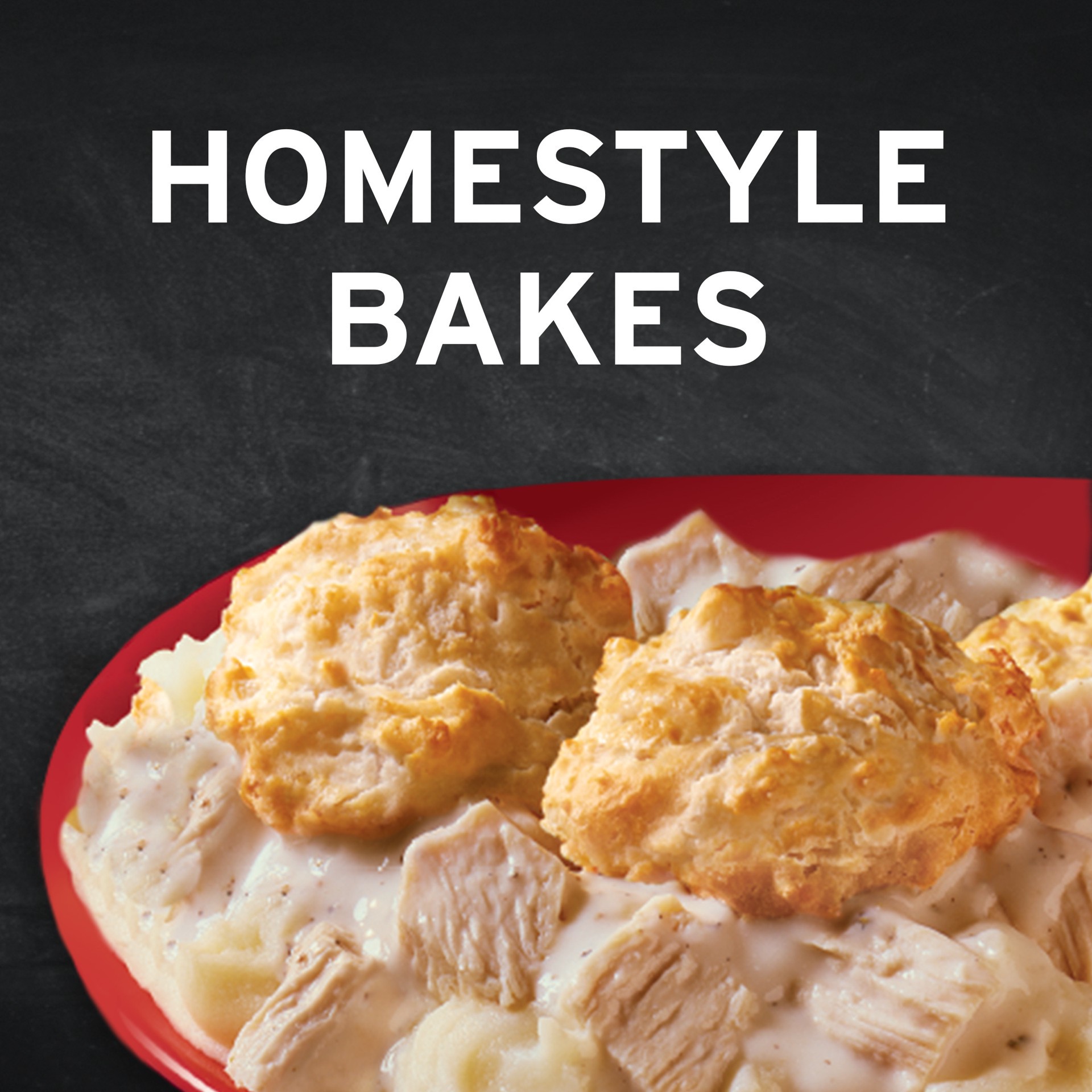 slide 4 of 5, Banquet Homestyle Bakes Country Chicken, Mashed Potatoes and Biscuits, Meal Kit, 30.9 OZ, 30.85 oz