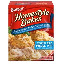 Banquet Homestyle Bakes Country Chicken, Mashed Potatoes and Biscuits, Meal Kit, 30.85 oz.