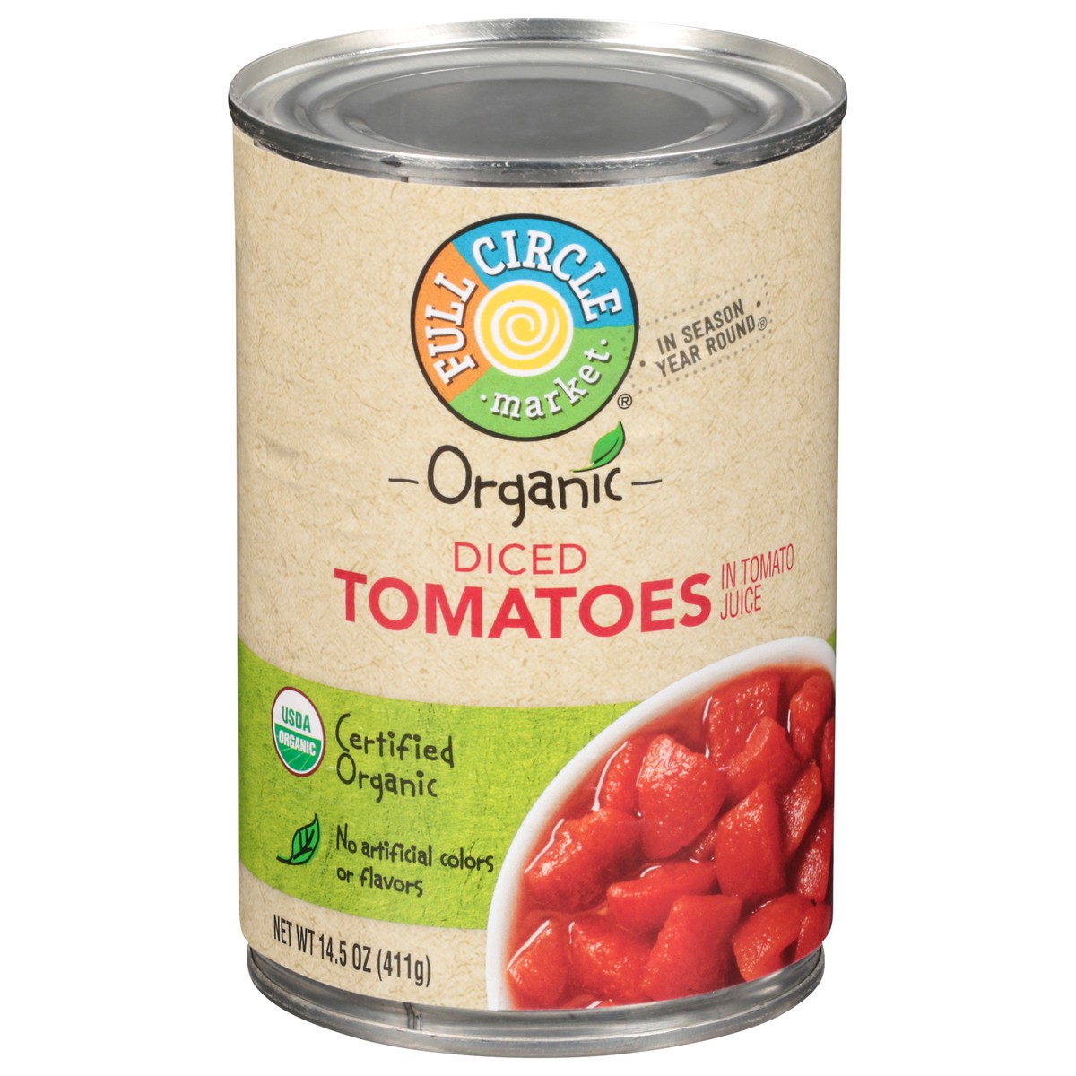 slide 1 of 11, Full Circle Market Organic Diced Tomatoes in Tomato Juice 14.5 oz, 14.5 oz