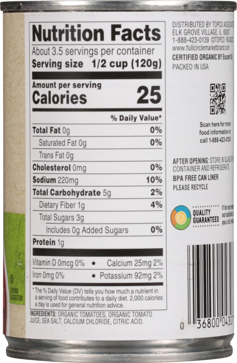 slide 7 of 11, Full Circle Market Organic Diced Tomatoes in Tomato Juice 14.5 oz, 14.5 oz