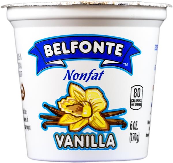 slide 1 of 1, Belfonte Nonfat Vanilla Yogurt, 6 oz